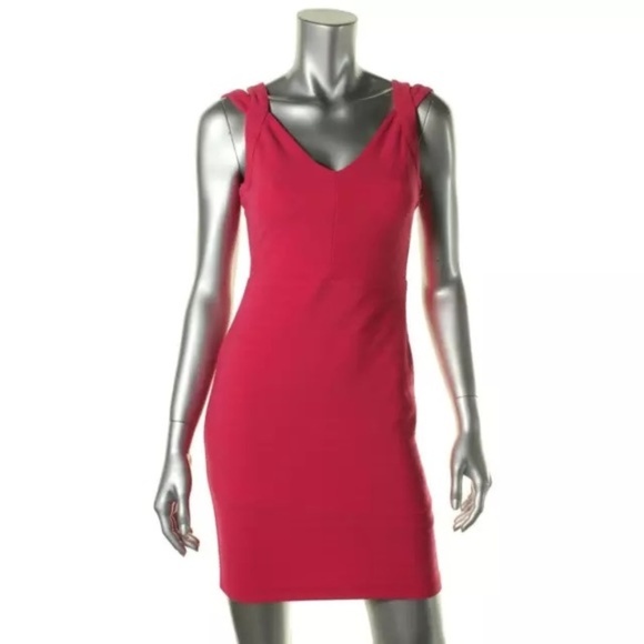 Guess Dresses Nwtguess Pink Ribbed Vneck Mini Dress Poshmark